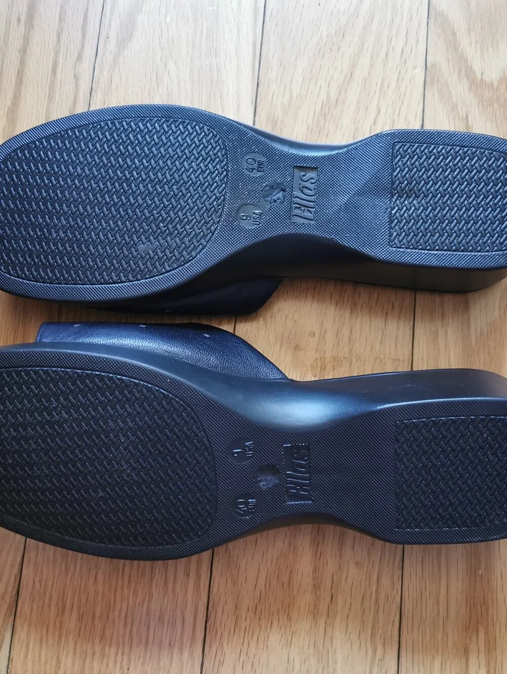 Black Slide Sandals with Perforated Strap